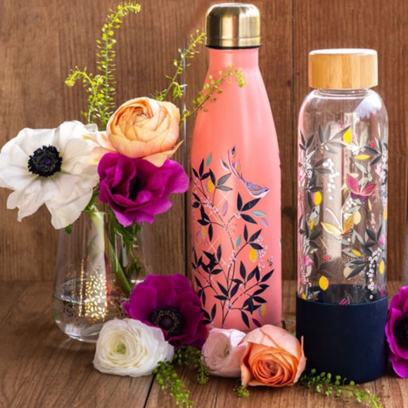 NWT! SARA MILLER LONDON WATER BOTTLE!!! 5 ⭐️’S! BEAUTIFUL! BAMBOO CAP! - Picture 5 of 6